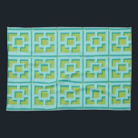 Serviettes de cuisine Retro Turquoise et Green Tre<br><div class="desc">Ajoutez un peu de Palm Springs moderne du milieu du siècle partout où vous allez avec ces serviettes de cuisine à motifs Retro Turquoise et Green Trellis. Il s'inspire de blocs de brise en béton vintage. L'architecture déconstruite des années 1950 donnera une sensation de design instantané à la vie quotidienne....</div>