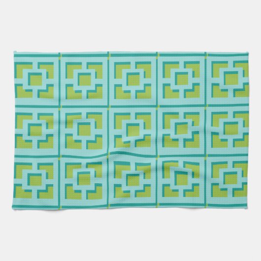 Serviettes de cuisine Retro Turquoise et Green Tre (Horizontal)