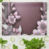 Serviettes De Cuisine Rose Floral (Plié)