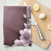 Serviettes De Cuisine Rose Floral (Quart Plié)