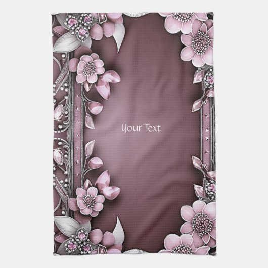 Serviettes De Cuisine Rose Floral (Vertical)