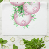 Serviettes de cuisine roses de babioles de Noël (Plié)