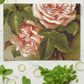 Serviettes de cuisine roses de fleurs (Plié)