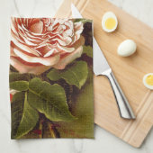 Serviettes de cuisine roses de fleurs (Quart Plié)