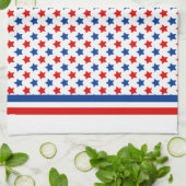 Serviettes De Cuisine Rouge, Blanc Et Bleu Étoiles (Plié)