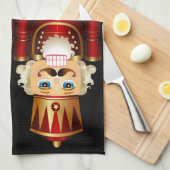 Serviettes de cuisine rouge et or noël (Quart Plié)