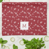 Serviettes de cuisine rouge monogramme (Plié)