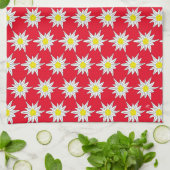 Serviettes de cuisine rouge Motif Edelweiss (Plié)