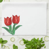 Serviettes de cuisine rouges de tulipe (Plié)