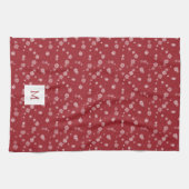 Serviettes de cuisine rouges monogrammées (Horizontal)