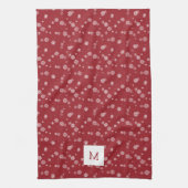 Serviettes de cuisine rouges monogrammées (Vertical)