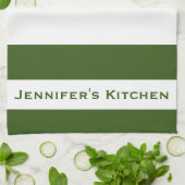 Serviettes de cuisine vertes et blanches rayées (Plié)