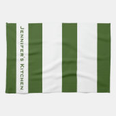 Serviettes de cuisine vertes et blanches rayées (Horizontal)