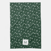 Serviettes de cuisine vertes monogrammées (Vertical)