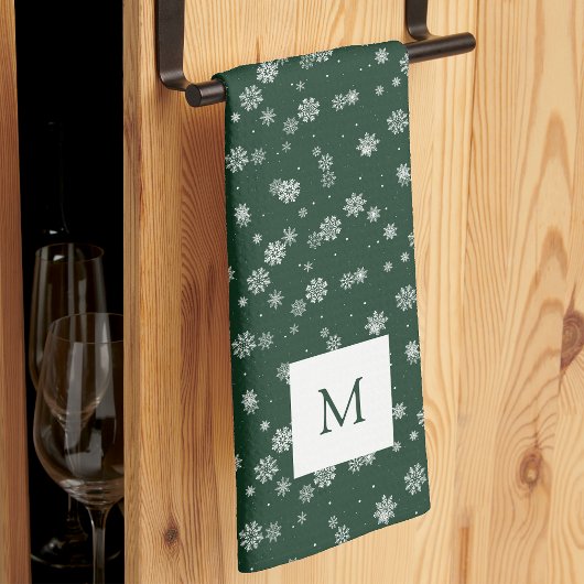 Serviettes de cuisine vertes monogrammées