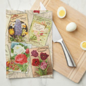 Serviettes de cuisine Vintages à fleurs (Quart Plié)