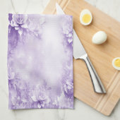Serviettes de cuisine violet blanc Fleurs (Quart Plié)