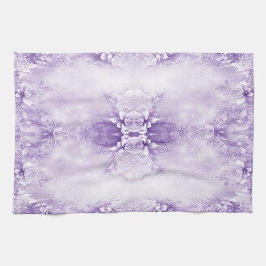 Serviettes de cuisine violet blanc Fleurs (Horizontal)