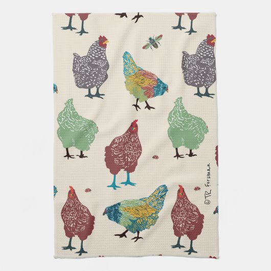 Serviettes de fantaisie de poules (Vertical)