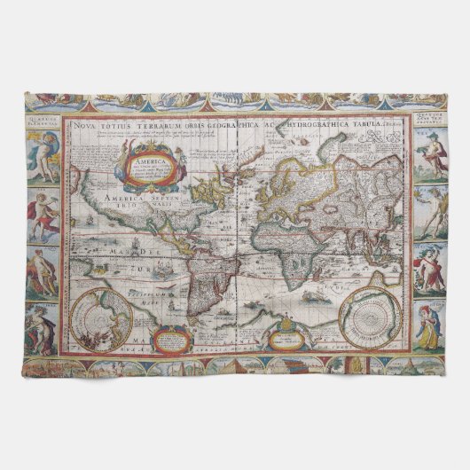 Serviettes de main antiques de carte du monde (Horizontal)