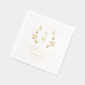 Serviettes de mariage à monogramme en feuilles de (Gauche)