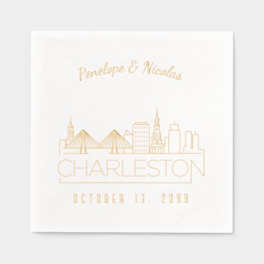 Serviettes de Mariage Charleston pour huile d'or p (Recto)