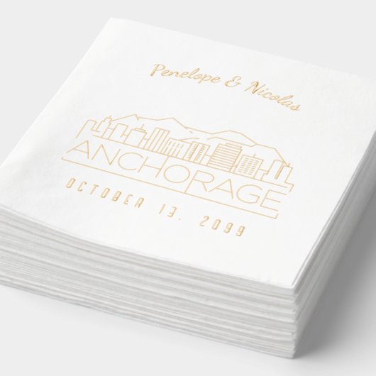 Serviettes de Mariage d'ancrage d'huile d'or perso (Détail)
