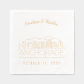 Serviettes de Mariage d'ancrage d'huile d'or perso (Recto)