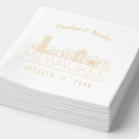 Serviettes de Mariage Milwaukee à huile d'or perso (Détail)