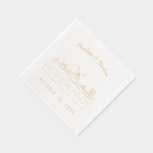 Serviettes de Mariage Pays-Bas personnalisées Gold (Droite)