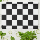 Serviettes de Motif en damier noir et blanc rétro (Plié)