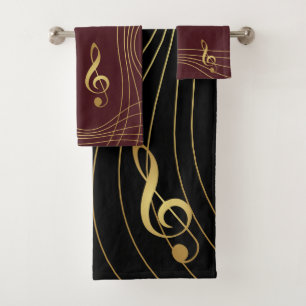 Serviettes de musique rouge & or - Le Clef en Arbr