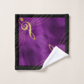 Serviettes de musique violet et or - Clé d'acier (Gant de toilette)