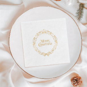 Serviettes de Noël en papier d'or Joyeux Noël