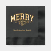 Serviettes de Noël personnalisées en noir et or (Recto)