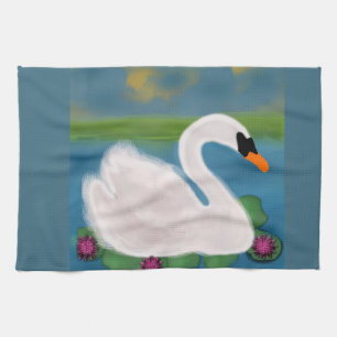 Serviettes de peinture de cygne blanc