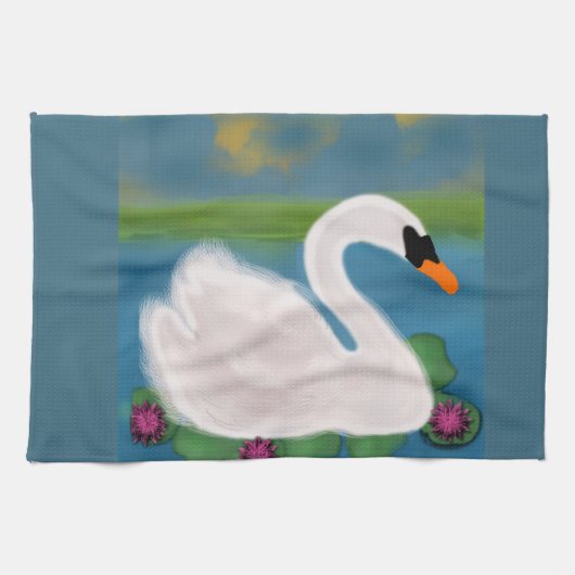 Serviettes de peinture de cygne blanc (Horizontal)