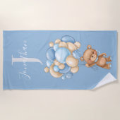 Serviettes de plage adorables bleu nounours (Devant)