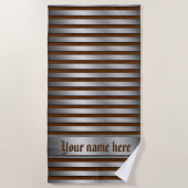 serviettes de plage argentées, rayures, artisanat (Devant)