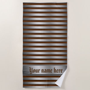 serviettes de plage argentées, rayures, artisanat