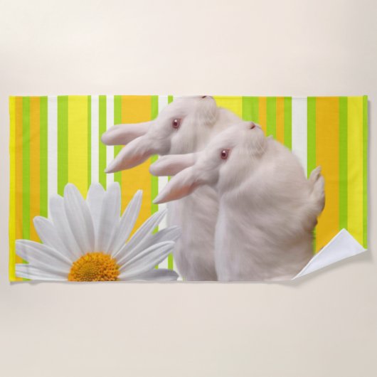 Serviettes de plage Blanc Daisy (Devant)