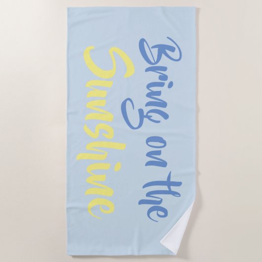 Serviettes de plage bleu jaune soleil (Devant)