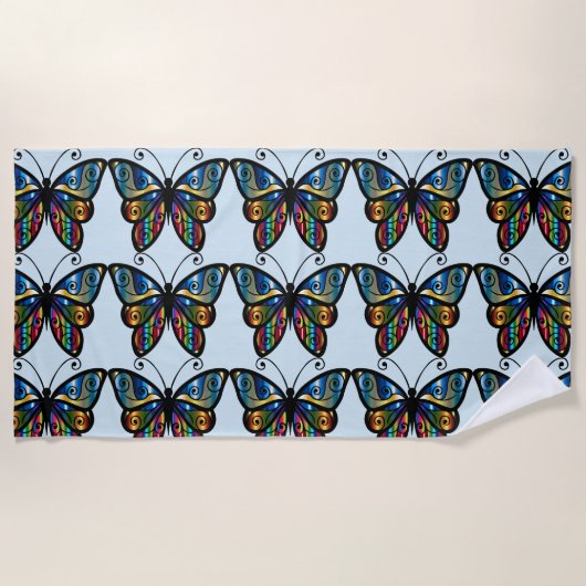 SERVIETTES DE PLAGE DE BUTTERFLY (Devant)