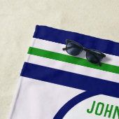 Serviettes de plage de vacances de famille - bleu, (En situation)