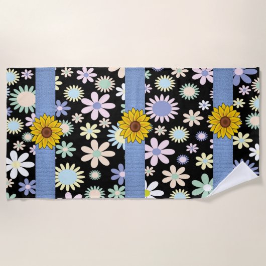Serviettes de plage Fleurs de soleil (Devant)