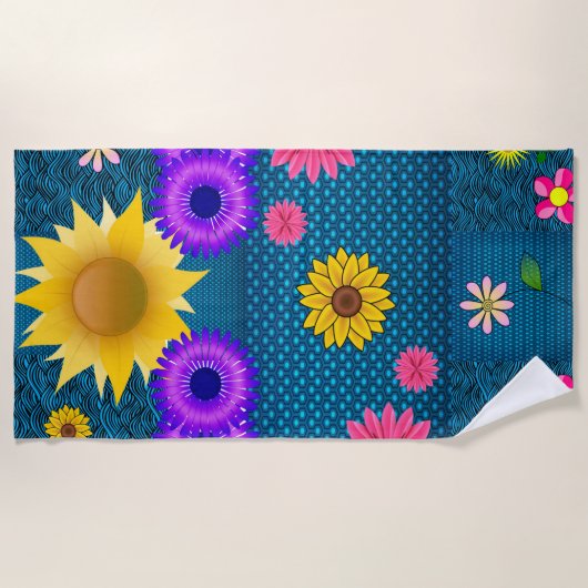 Serviettes de plage Fleurs de soleil (Devant)