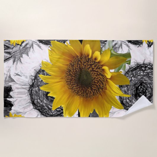 Serviettes de plage Fleurs de soleil (Devant)