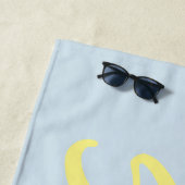 Serviettes de plage jaune bleu soleil (En situation)