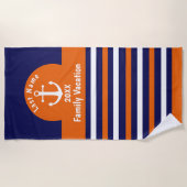 Serviettes de plage personnalisées - bleues et (Devant)