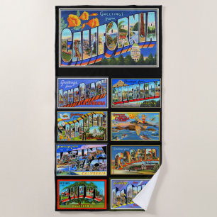 Serviettes de plage Retro California Postcard Citi